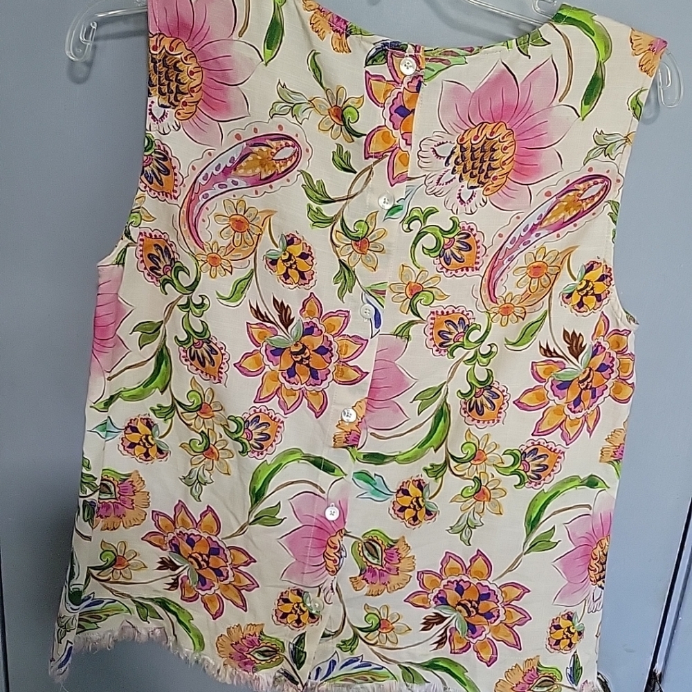 Liverpool Los Angeles Floral Sleeveless Top Size Small Viscose Blend Fabric - Picture 4 of 9
